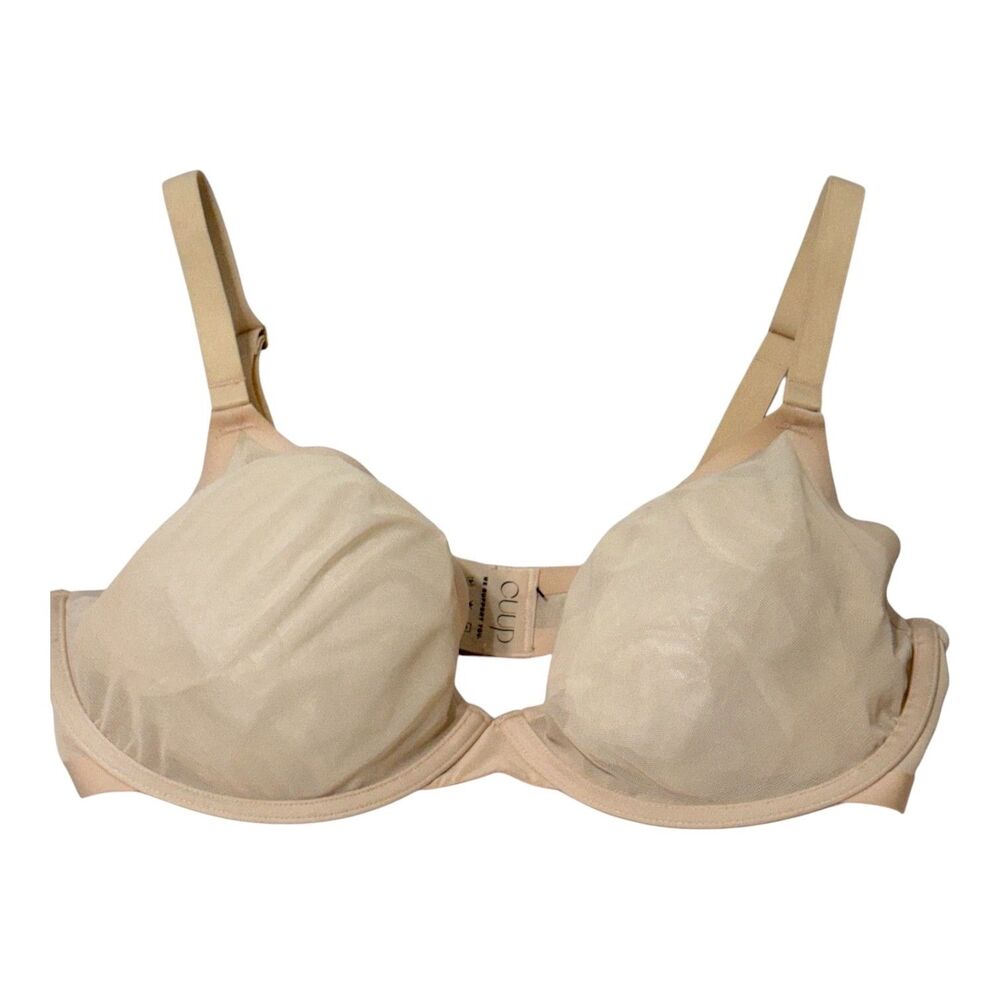Cuup Bra 38E Bra Beige The Plunge Underwire Back Closure Sheer Cup